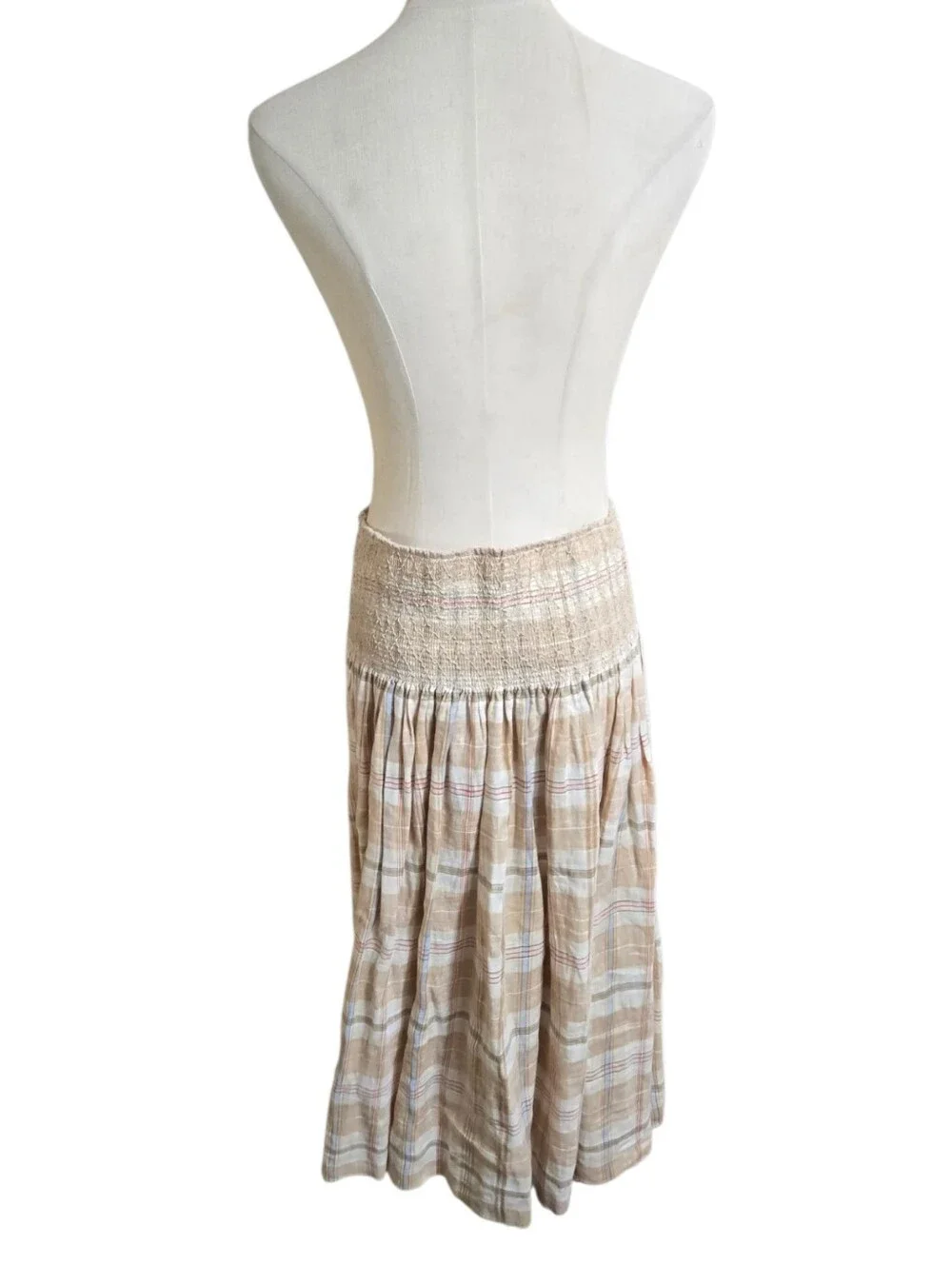 Tommy Hilfiger Beige Plaid Midi Skirt